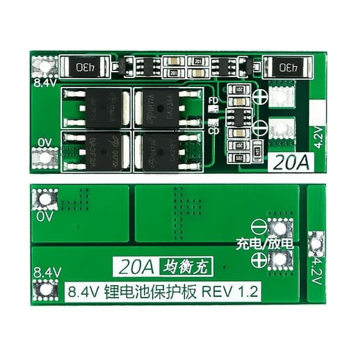 2S 20A 18650 Lithium Battery Protection Board (7.4V/8.4V) – Balanced
